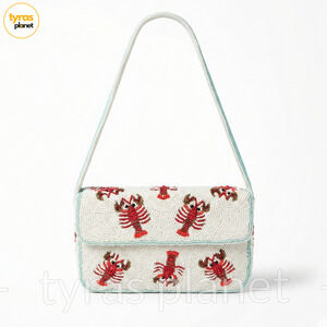 Sol And Mer Beaded Viral Lobster Bag Womens Coastal Purse Handbag Shoulder NEW